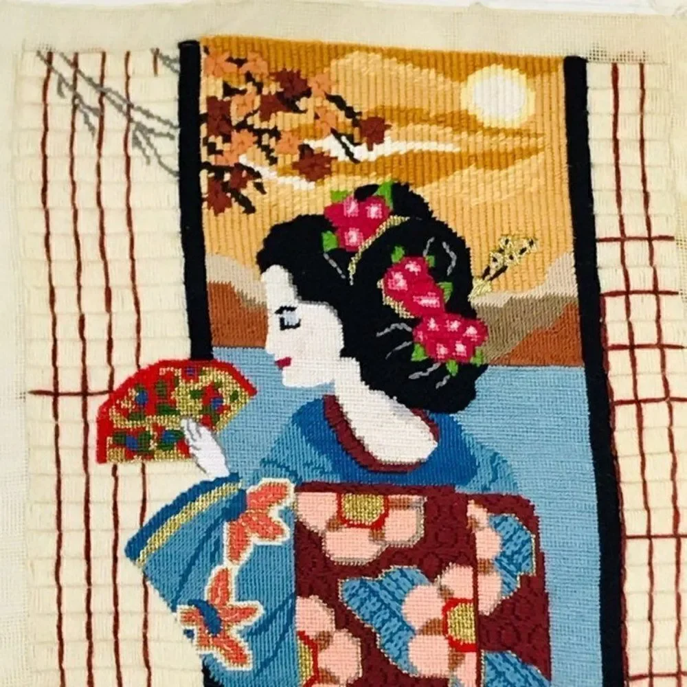 Embroidery Unfinished Canvas Oriental Japanese